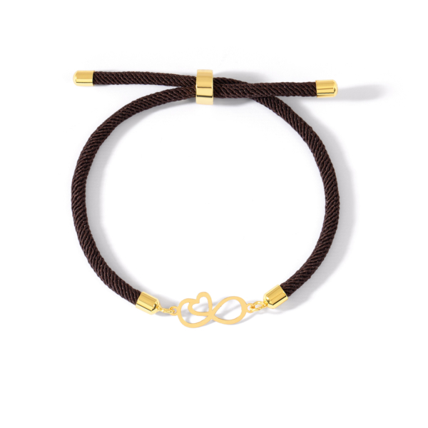 دستنبند طلا بینهایت قلب قهوه ای