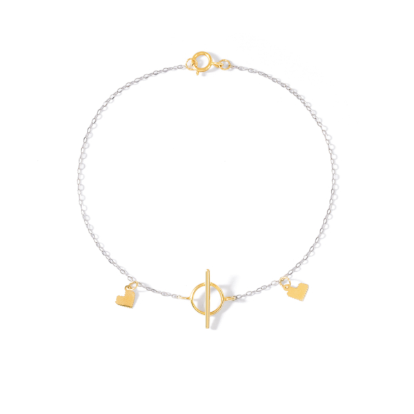 دستبند طلا زنجیری دو قلب