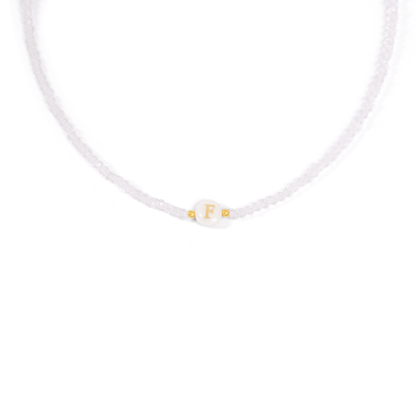 گردنبند طلا صدفی حرف F