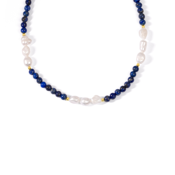 گردنبند طلا لاجورد و باروک