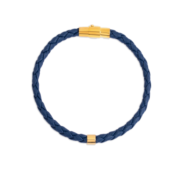 دستبند طلا چرم مردانه تک رینگ مشکی