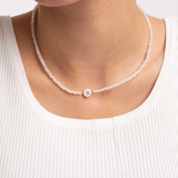گردنبند طلا صدفی حرف R