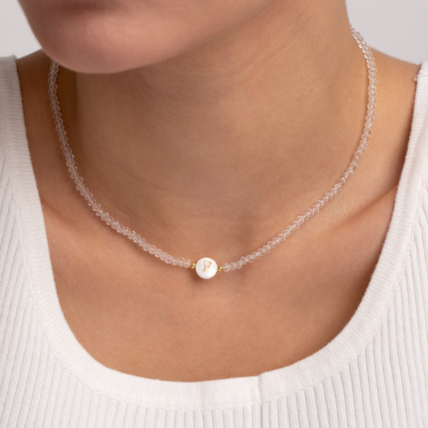 گردنبند طلا صدفی حرف F