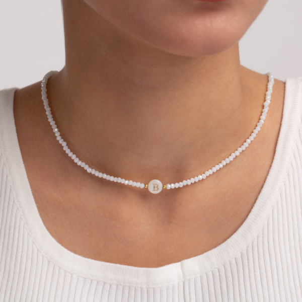 گردنبند طلا صدفی حرف B