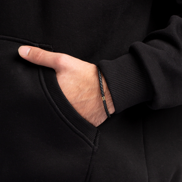 دستبند مردانه طلا تک رینگ مشکی