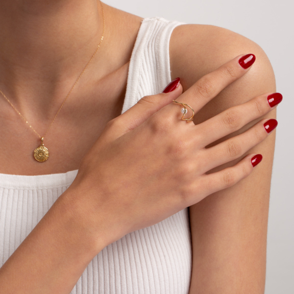 انگشتر طلا پیچ مروارید