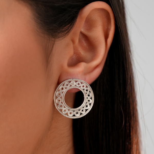 گوشواره نقره جفت متوسط آریس