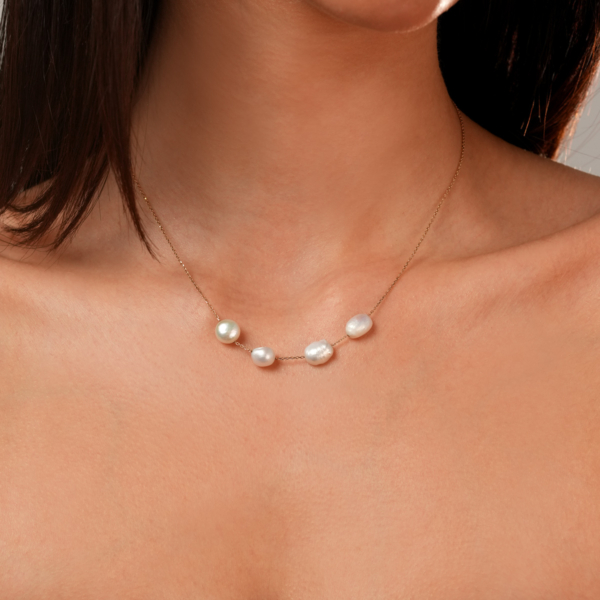 گردنبند طلا چهار مروارید