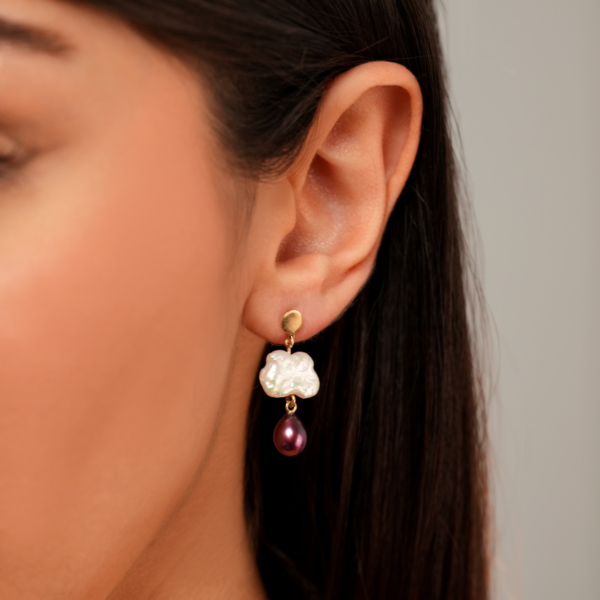 گوشواره طلا مروارید باروک