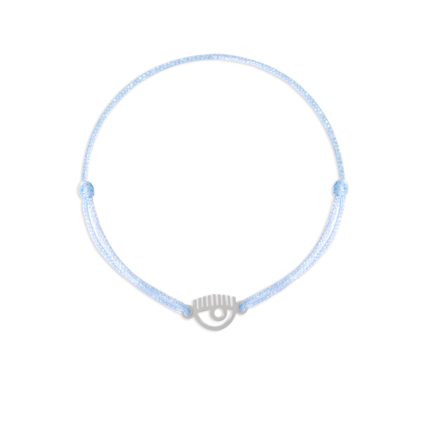 دستبند نقره چشم کیارا و نخ آبی شاین