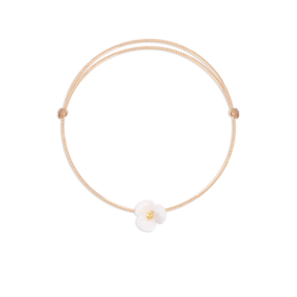دستبند طلا گل رز صدفی و گوی کرم