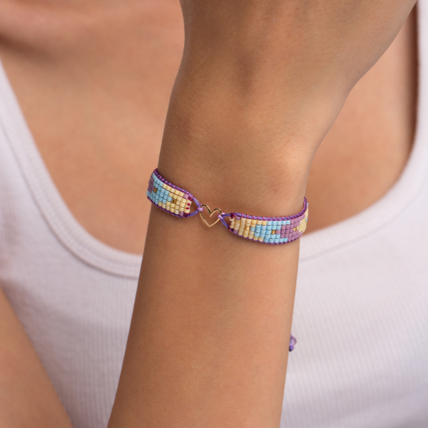 دستبند طلا قلب مینیمال و میوکی