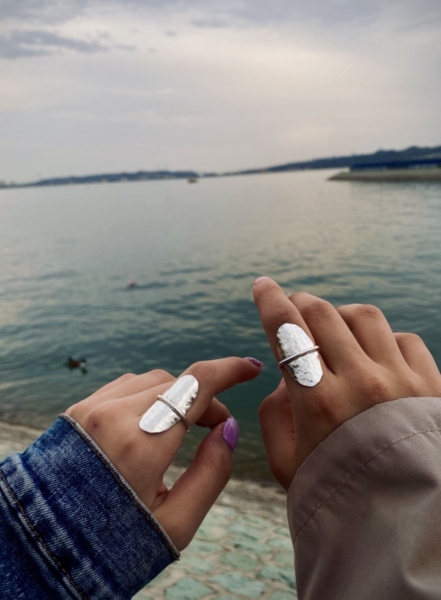 انگشتر نقره بیضی