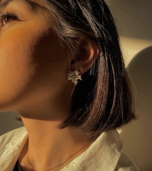 گوشواره نقره برگ برجسته