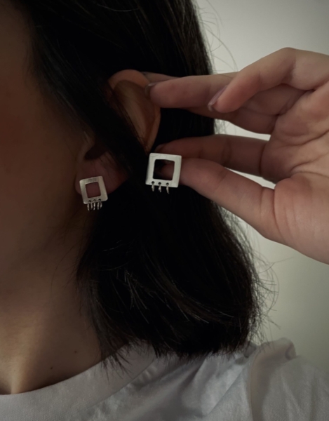 گوشواره نقره موندریان