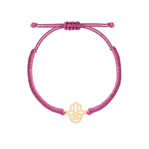 دستبند طلا بافت صورتی لاکی هند چشم