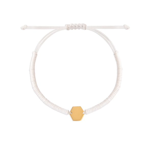 دستبند طلا بافت سفید 6 ضلعی