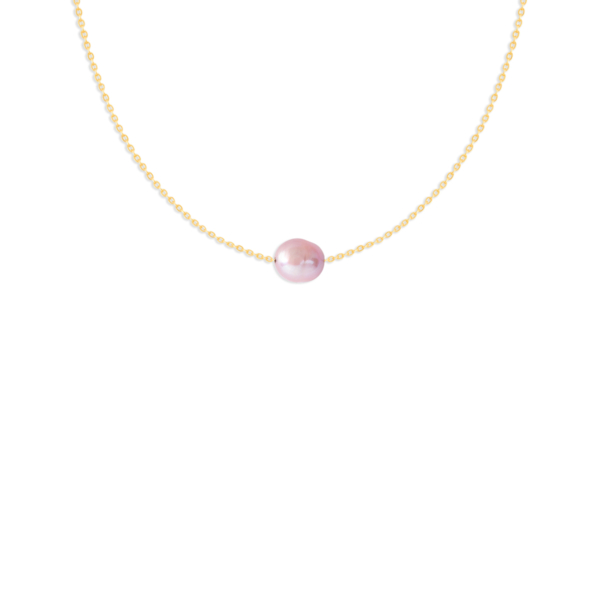 گردنبند طلا تک مروارید بنفش