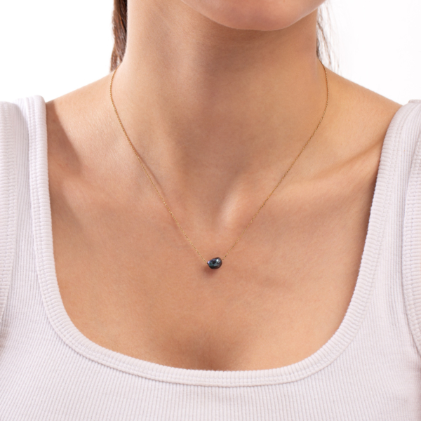 گردنبند طلا تک مروارید سیاه