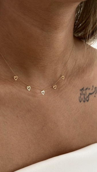 گردنبند طلا 5 قلب