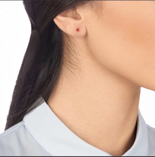 گوشواره طلا تک لنگه ای لونا قرمز