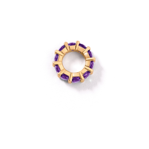 آویز طلا رینگ نگین بنفش ماه بهمن